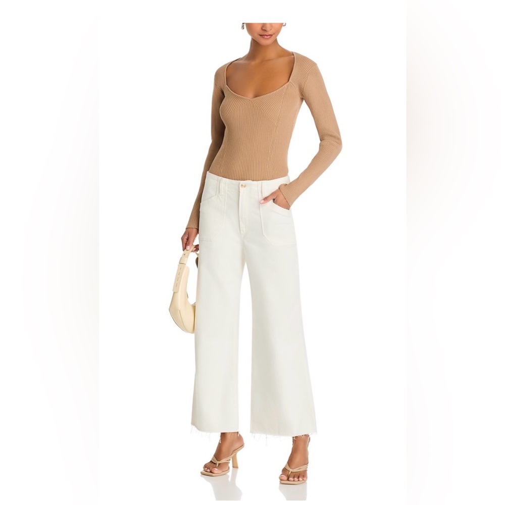 New PAIGE ANESSA ankle wide leg high rise SZ 24 tonal ecru - Picture 2 of 5